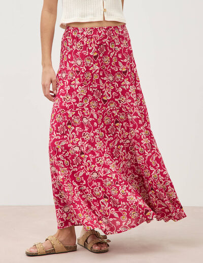 Jupe fluide rouge cerise femme