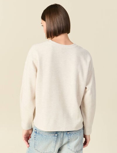 Sweat oversize col rond manches longues creme femme