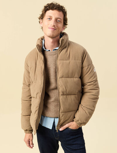 Doudoune courte col montant beige homme