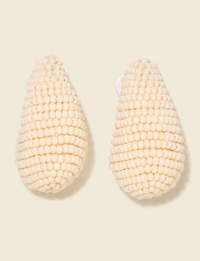 Boucles d'oreilles pendantes ecru femme