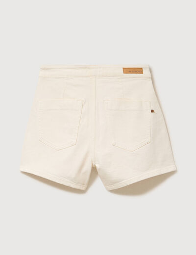 Jupe-short taille haute en jeans ecru femme