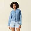 Blouson boutonné en jean denim used femme