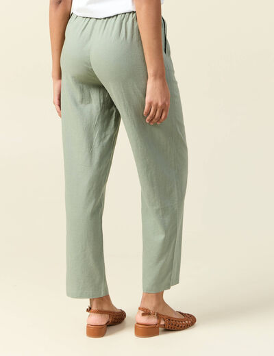 Pantalon droit 7/8ème vert kaki femme