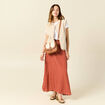 Jupe longue évasée fluide orange foncé femme