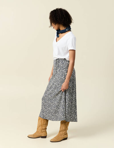 Jupe longue portefeuille bleu femme