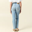 Jeans straight taille haute 7/8&egrave;me denim baby bleu femme