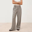 Pantalon large taille haute fluide noir femme