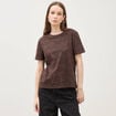 T-shirt droit col rond manches courtes marron chocolat femme