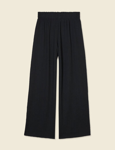 Pantalon large fluide noeud noir femme