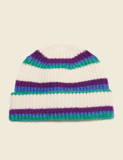 Bonnet tricoté ecru femme