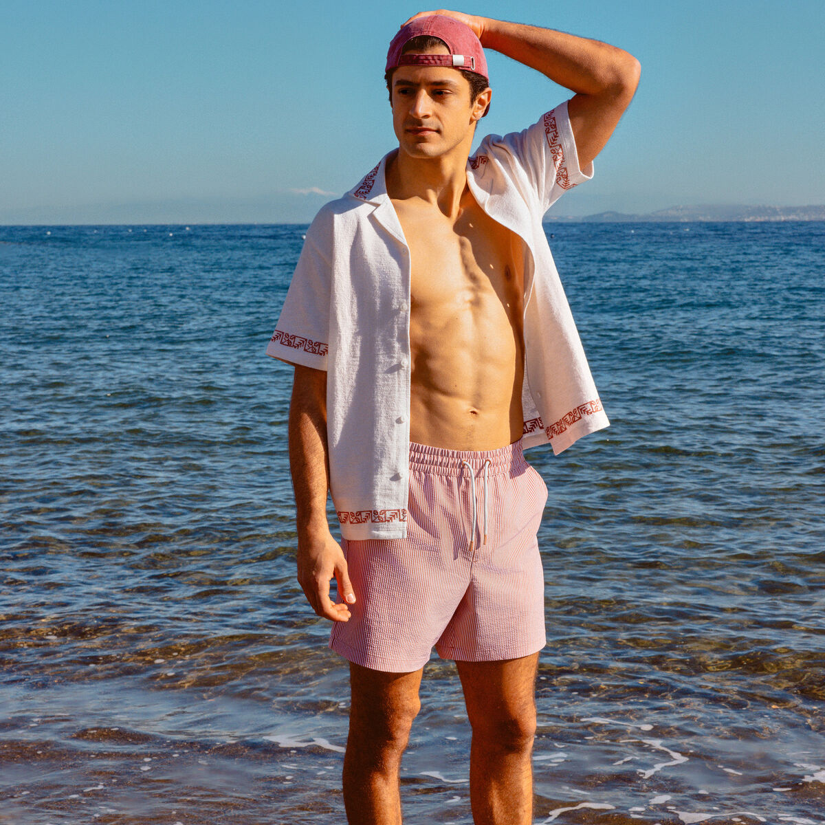Short de bain vieux rose homme