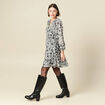 Robe fluide col v manches longues blanc femme
