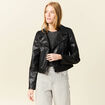 Blouson ajusté simili cuir noir femme