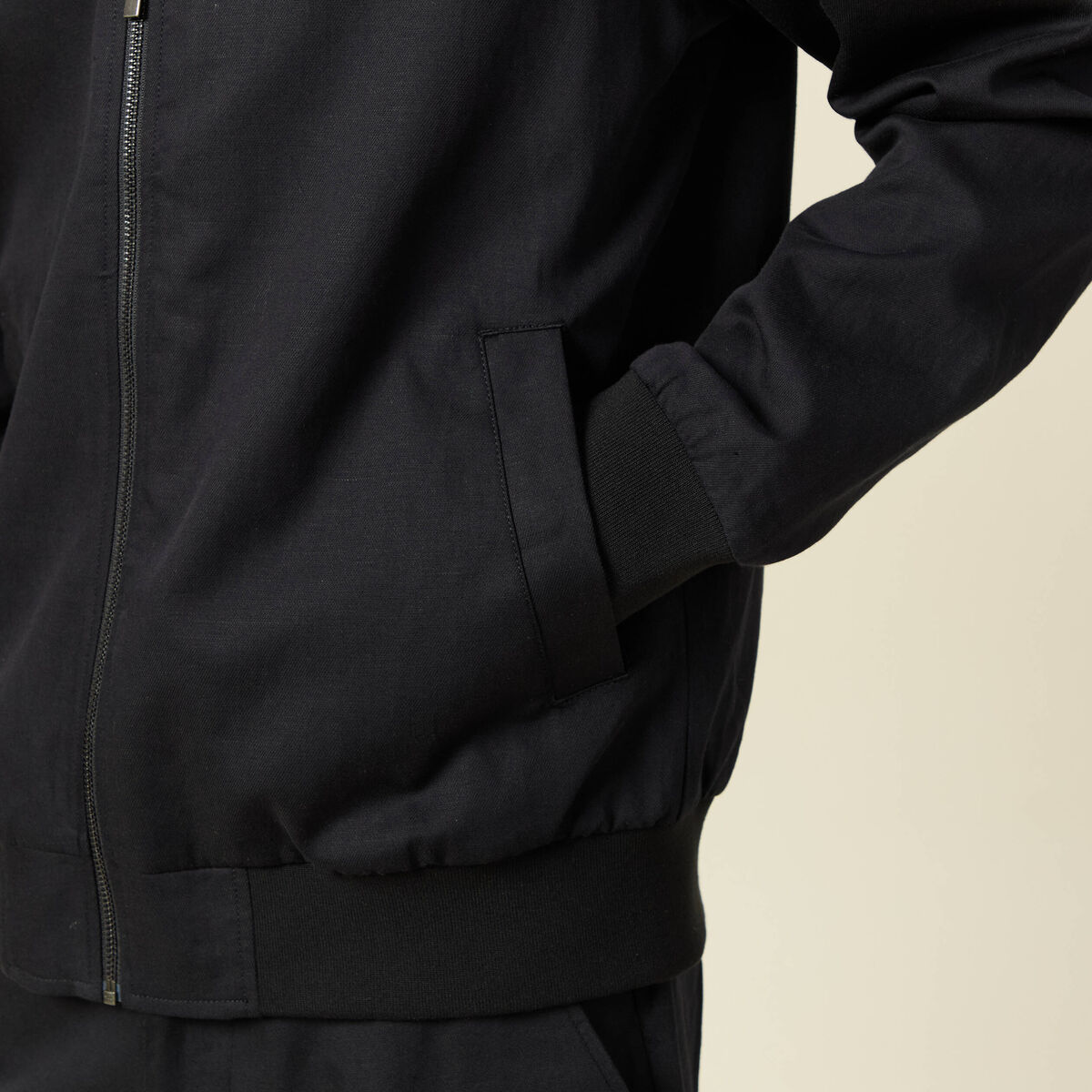 Blouson zipp&eacute; col teddy noir homme