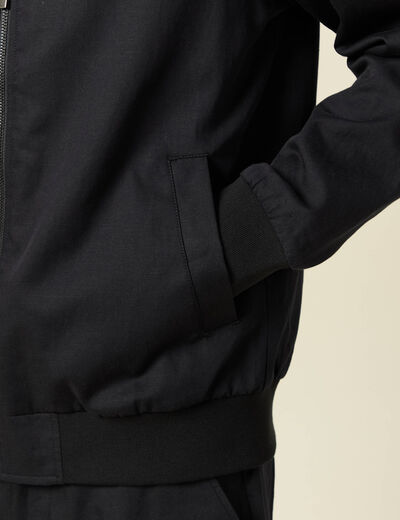 Blouson zipp&eacute; col teddy noir homme