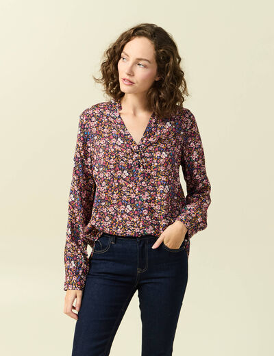 Blouse manches longues bleu marine femme