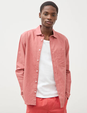 Chemise manches longues rose homme