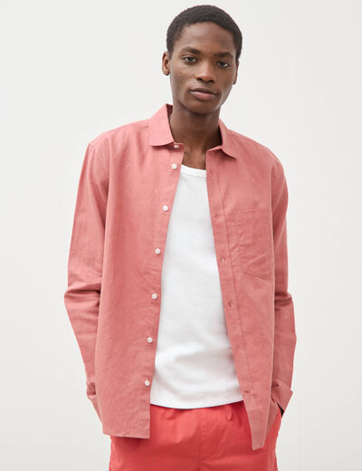 Chemise manches longues rose homme