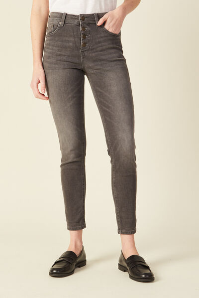 Jeans ultra stretch denim gris femme