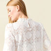 Blouse cintr&eacute;e dentelle manches longues ecru femme