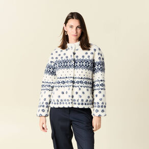 Gilet manches longues sherpa ecru femme