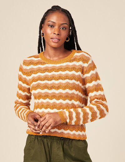Pull ajouré éco-responsable rouge foncé femme
