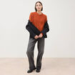 Gilet manches longues col rond marron cognac femme
