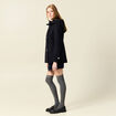Caban oversize court &agrave; capuche bleu fonc&eacute; femme