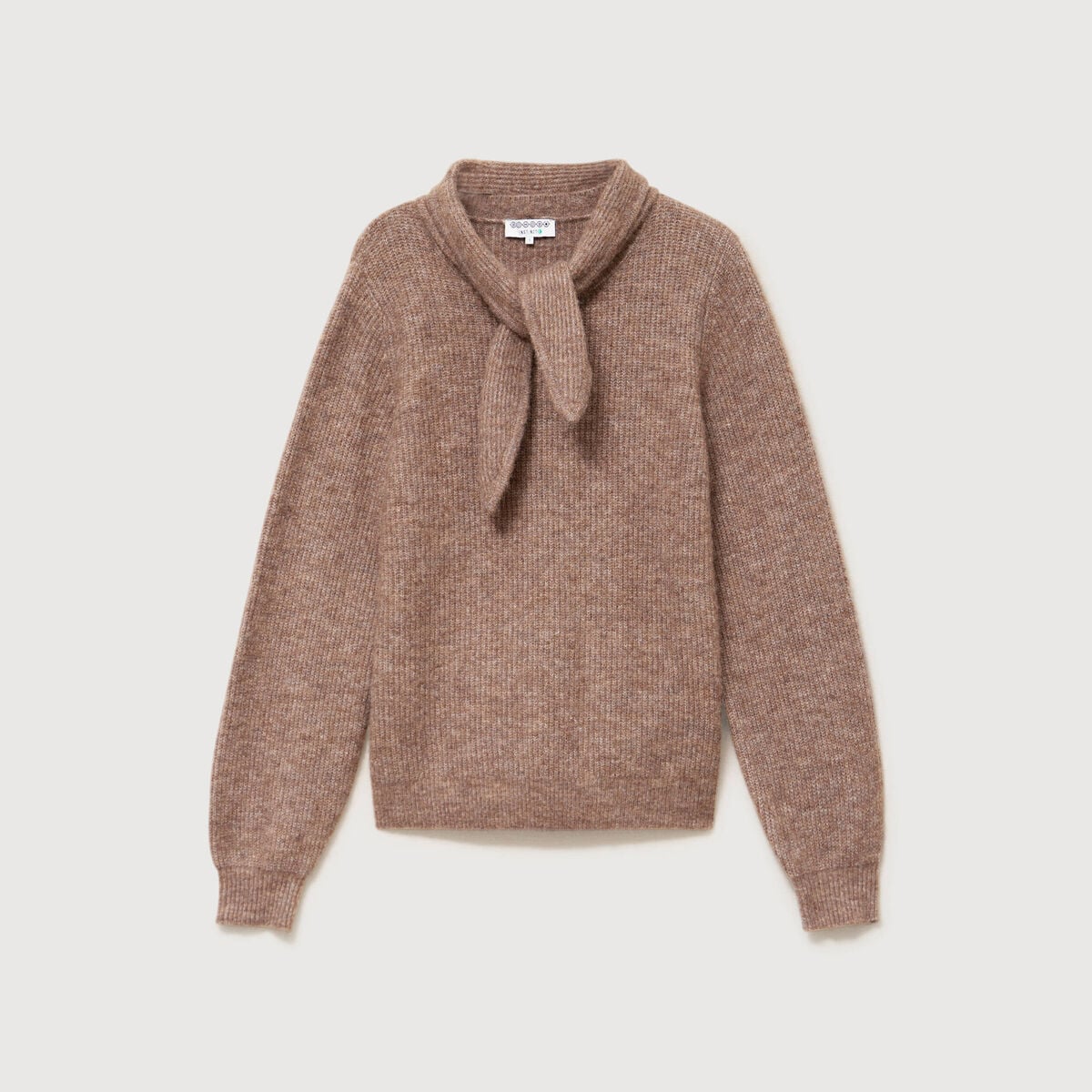Pull droit col rond manches longues marron femme