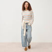 Pull ajour&eacute; col rond manches longues multicolore femme