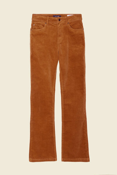 Pantalon bootcut velours marron femme