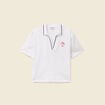 T-shirt polo droit court en coton blanc femme