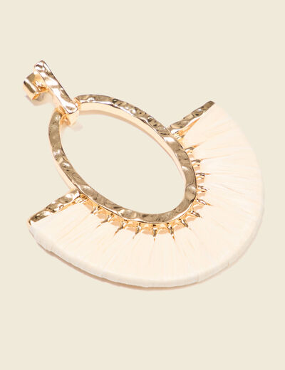 Boucles d'oreilles pendantes ecru femme