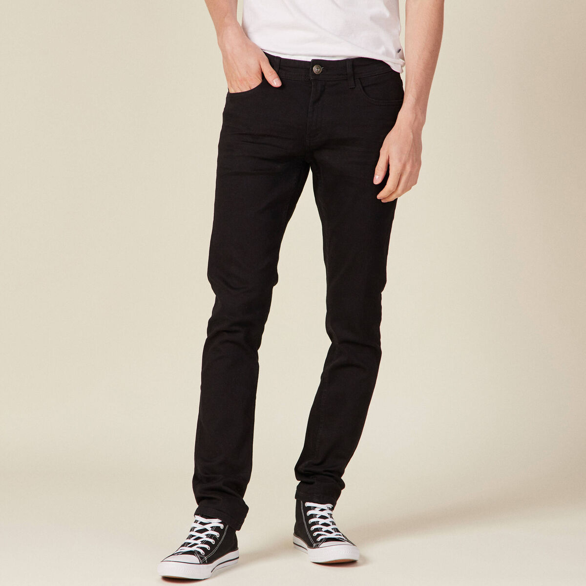 Jeans slim stretch longueur 34 denim noir homme
