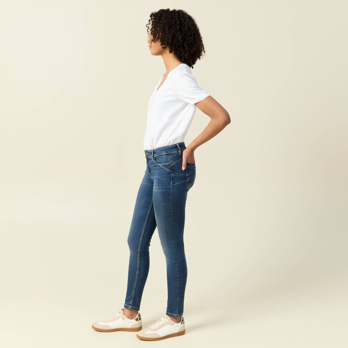 Jeans skinny push up 7/8ème denim stone femme