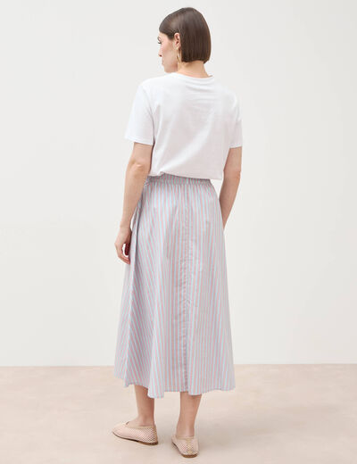 Jupe longue &eacute;vas&eacute;e en coton bleu ciel femme
