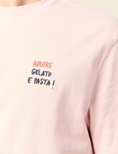 T-shirt manches courtes rose clair homme