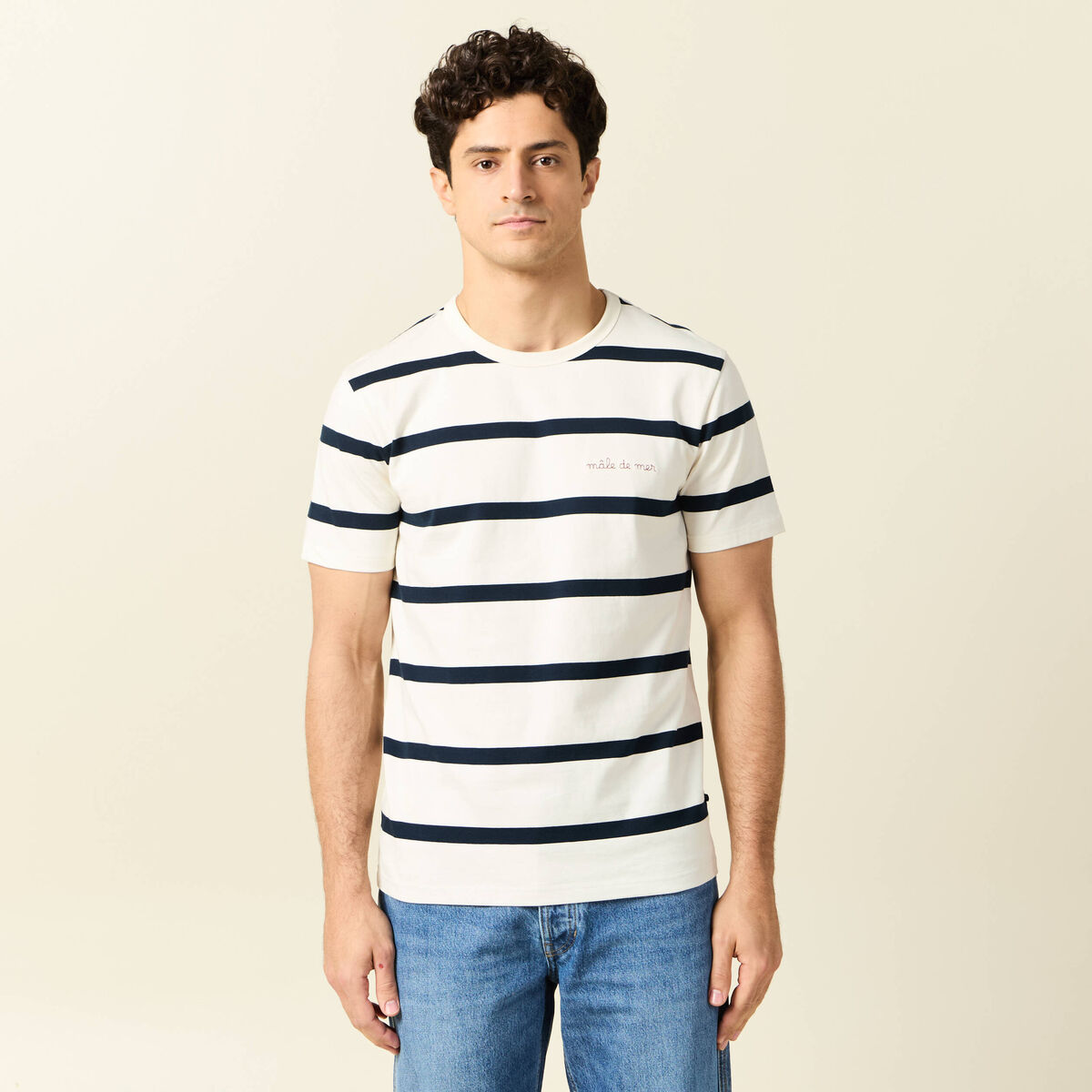 T-shirt manches courtes ecru homme