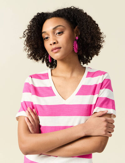 T-shirt manches courtes rose framboise femme
