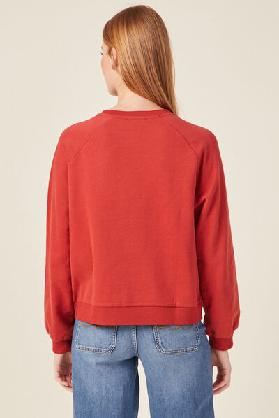 Sweat manches longues orange foncé femme