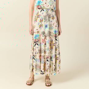 jupe longue evasee blanc femme Jupe longue évasée blanc femme