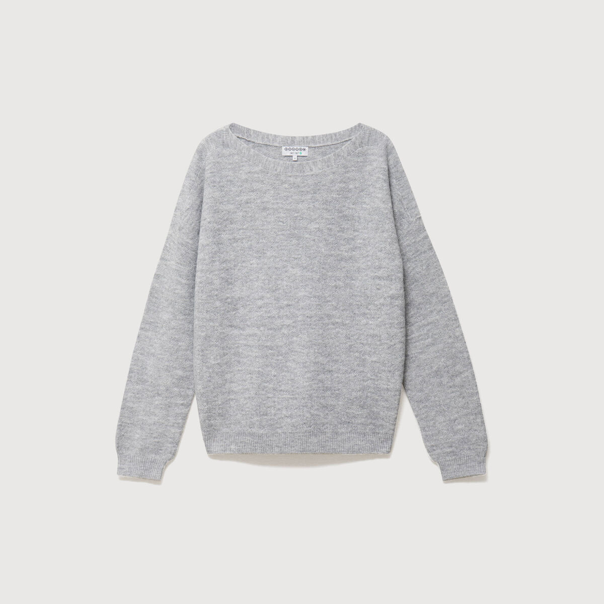 Pull manches longues col bateau gris femme