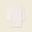Pull ajouré col rond manches courtes ecru femme