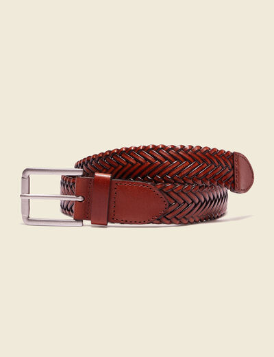 Ceinture tressée marron homme