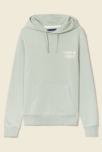 Sweat à capuche vert olive homme
