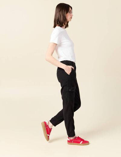 Pantalon battle 7/8&egrave;me taille standard noir femme