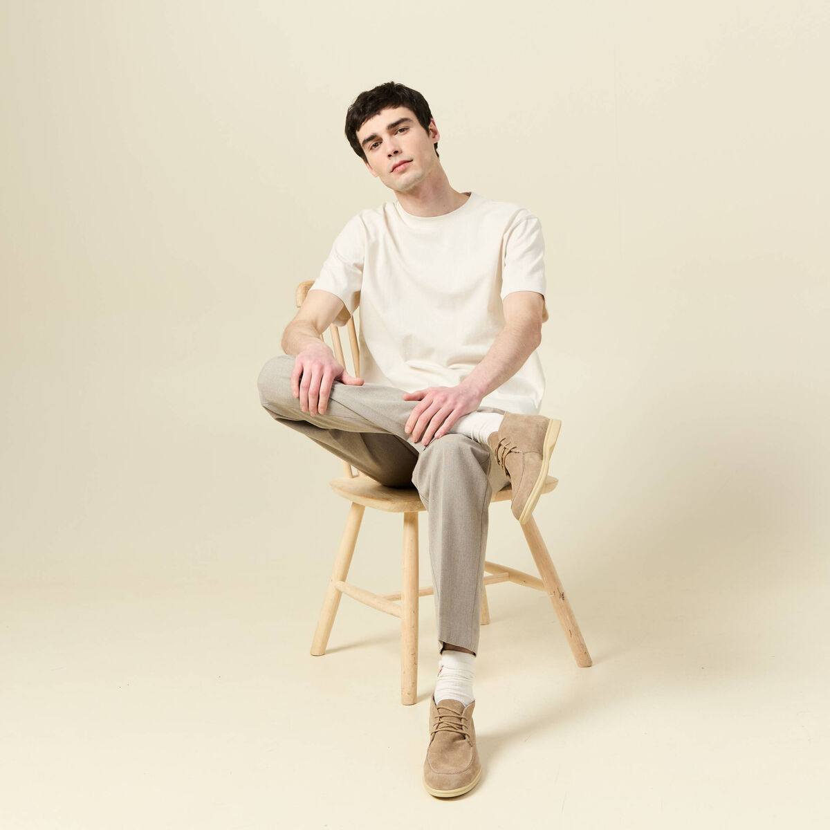 Pantalon droit longueur 32 taupe homme