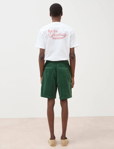 Bermuda en velours vert homme