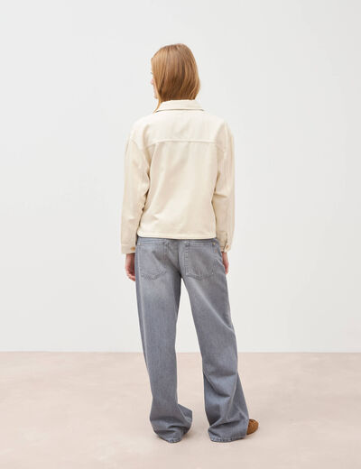 Blouson manches longues col classique denim blanc femme