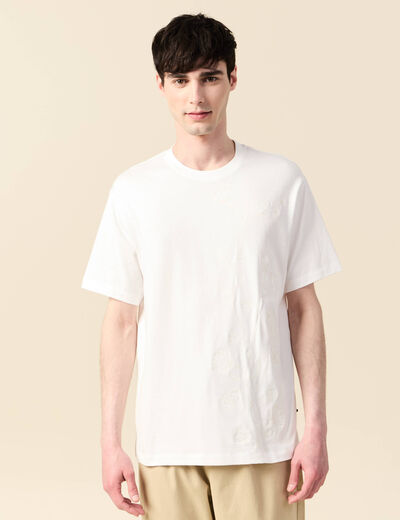 T-shirt manches courtes brodé ecru homme